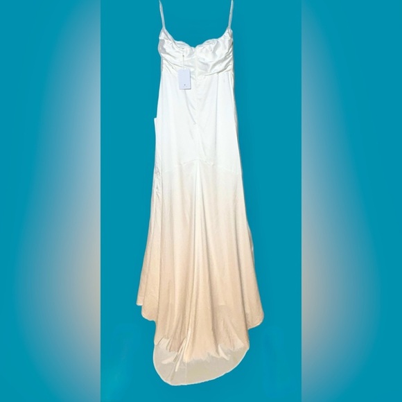 NWT Lulus Heidy White Satin Beaded Strapless Maxi Dress, Size Medium - Picture 5 of 15